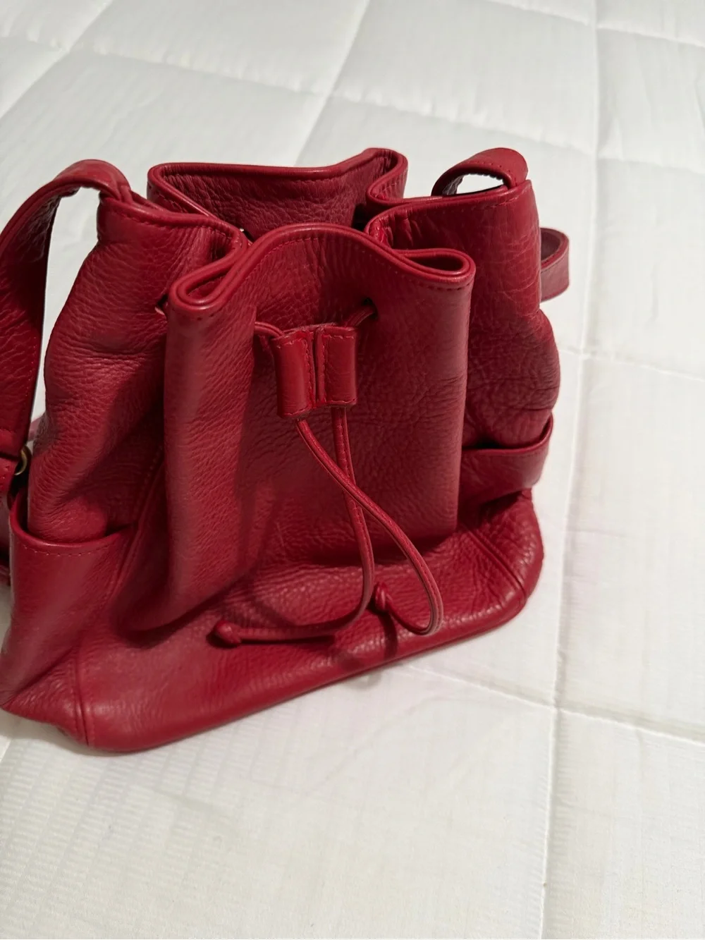 COACH Vintage Two Pocket Drawstring Natural Pebble Grain Sonoma Red Leather 1997